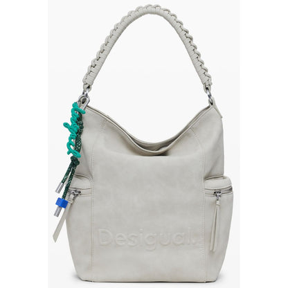 Desigual Beige Large Logo Faux Leather Backpack