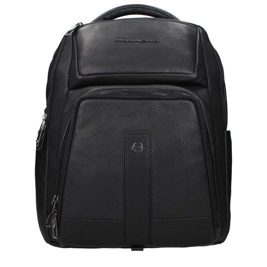 Piquadro Black Leather Backpacks