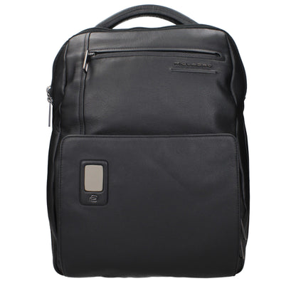 Piquadro Black Leather Backpacks