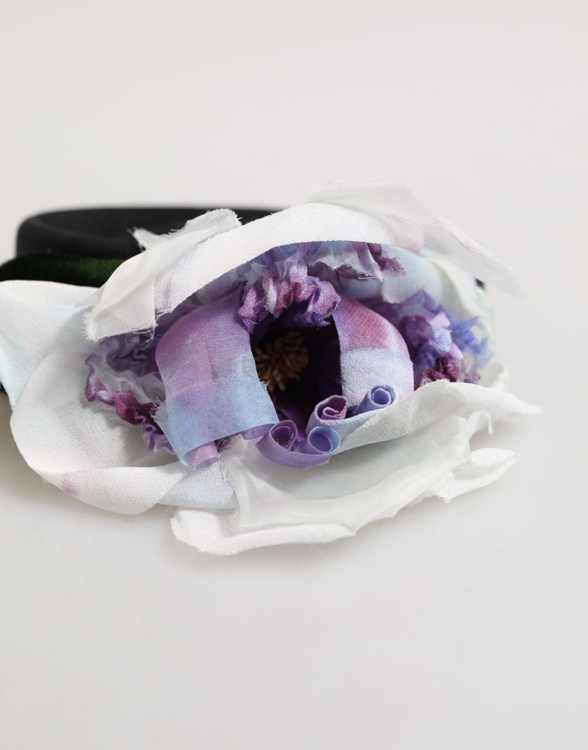Dolce & Gabbana Polyester Silk Viscose & Velvet Headband - Black Green Multicolor Purple White Floral