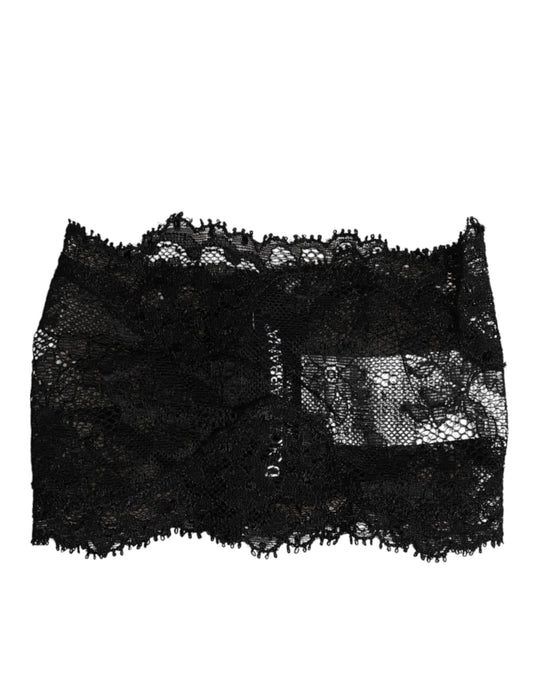 Dolce & Gabbana Polyamide Lace & Elastane Scarf - Black Floral