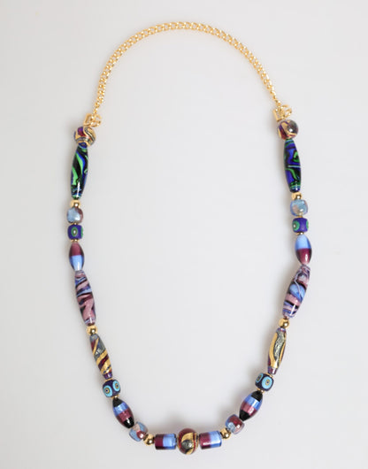 Dolce & Gabbana Women's Brass Glass Gold & Zamak Necklace - Blue Gold Green Multicolor Red Signature