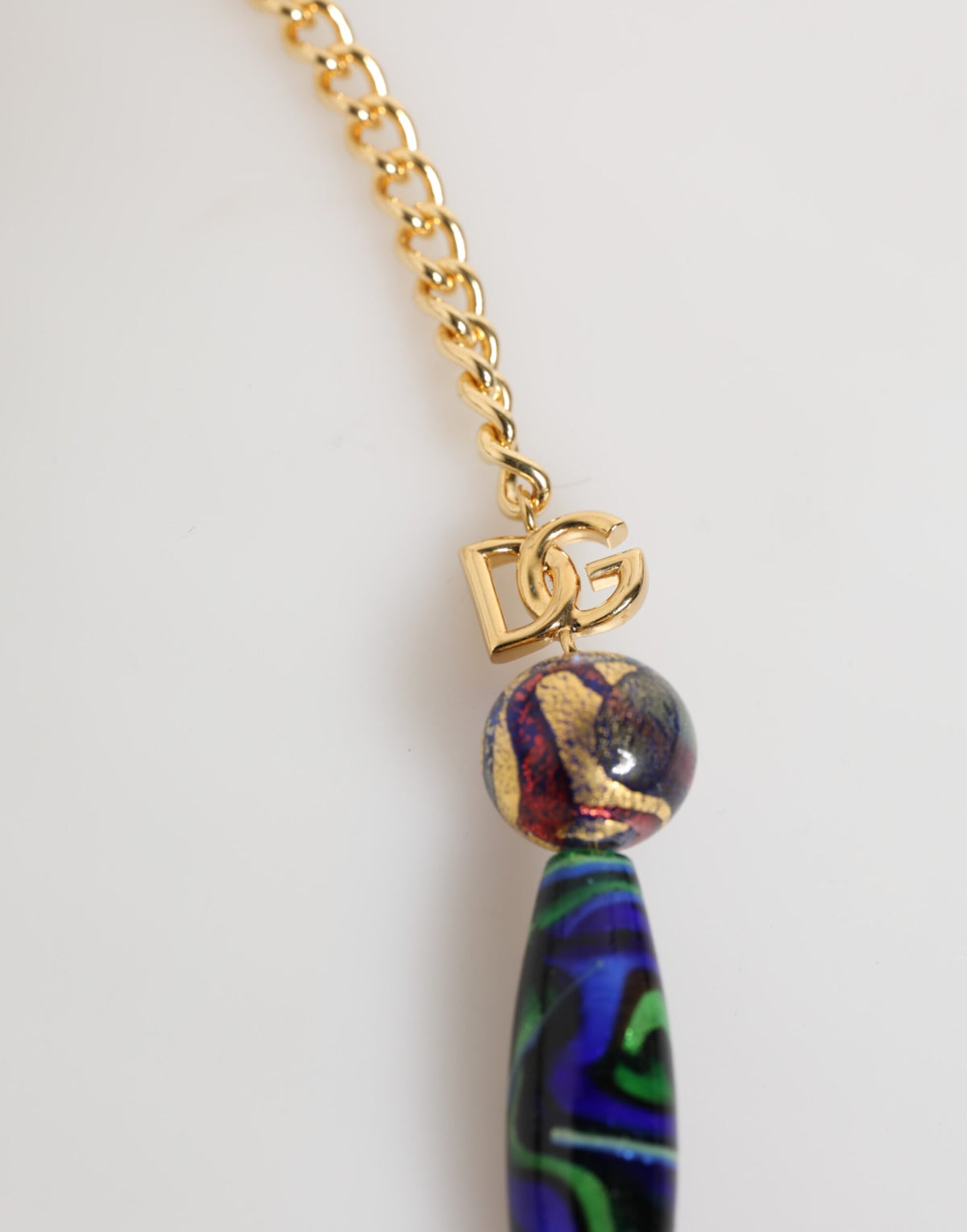 Dolce & Gabbana Women's Brass Glass Gold & Zamak Necklace - Blue Gold Green Multicolor Red Signature