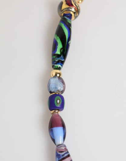 Dolce & Gabbana Women's Brass Glass Gold & Zamak Necklace - Blue Gold Green Multicolor Red Signature
