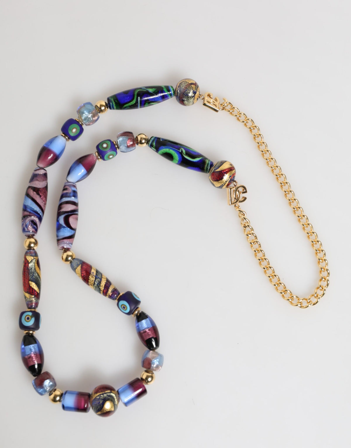 Dolce & Gabbana Women's Brass Glass Gold & Zamak Necklace - Blue Gold Green Multicolor Red Signature