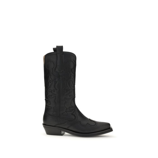Ganni Embroidered Western Boots