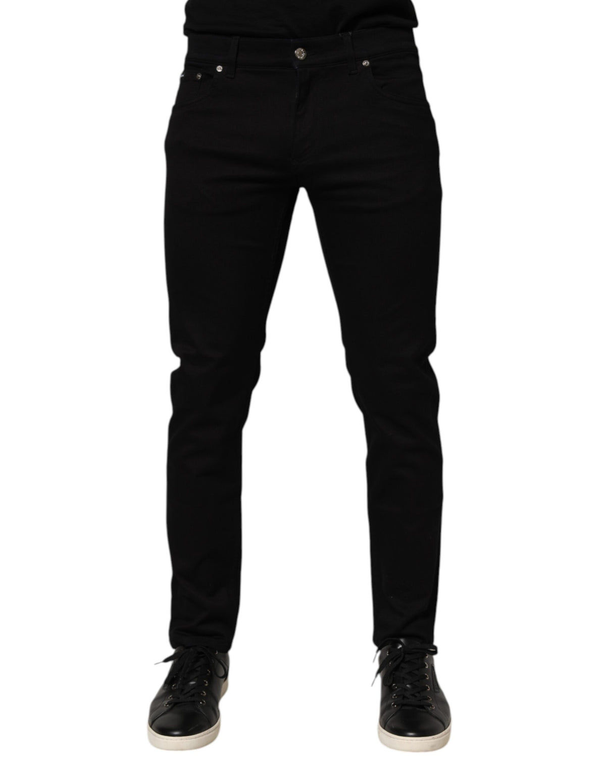 Dolce & Gabbana Men's Skinny Silk & Cotton Trousers - Black