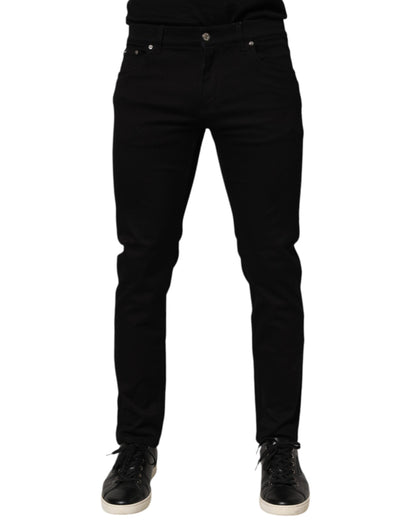 Dolce & Gabbana Men's Skinny Silk & Cotton Trousers - Black