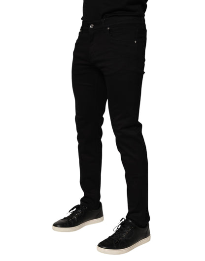 Dolce & Gabbana Men's Skinny Silk & Cotton Trousers - Black