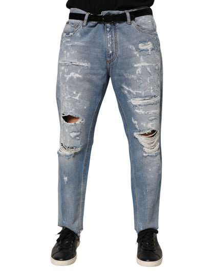 Dolce & Gabbana Men's Tapered Leg Slim Denim Cotton Jeans - Blue Signature