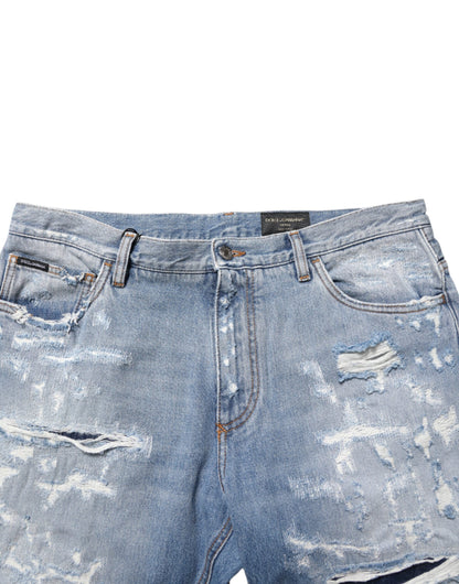 Dolce & Gabbana Men's Tapered Leg Slim Denim Cotton Jeans - Blue Signature