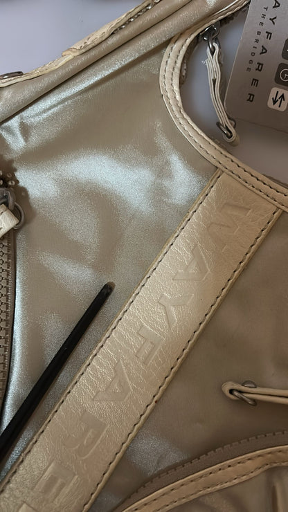 Wayfarer White Shoulder Crossbody Sling Fabric Purse