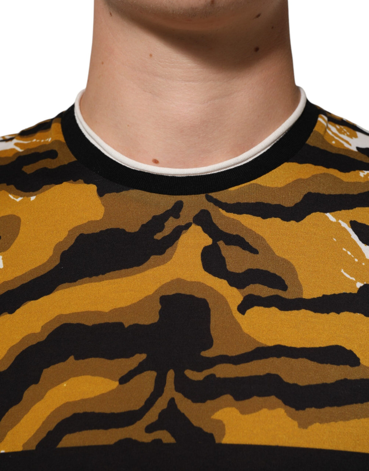 Dolce & Gabbana Men's Regular Fit Short-Sleeve Crew Neck Cotton T-Shirt - Multicolor Patterned Print
