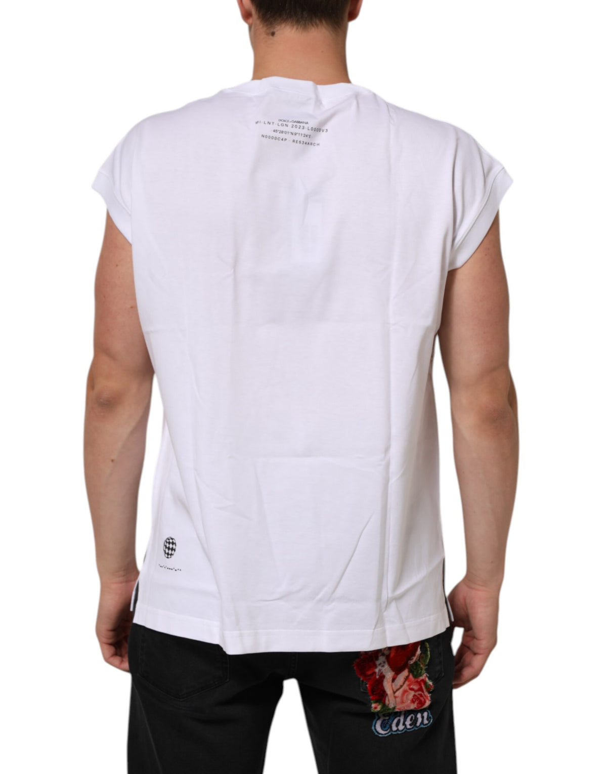Dolce & Gabbana Men's Regular Fit Cotton Tank Top - White Patterned Print
