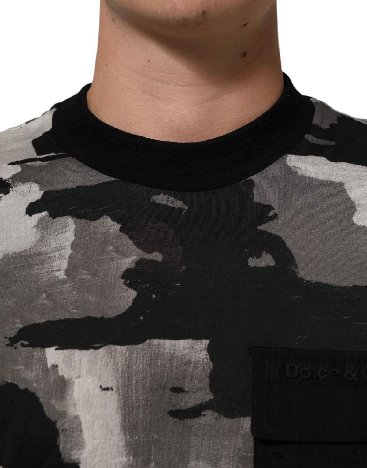 Dolce & Gabbana Men's Regular Fit Short-Sleeve Crew Neck Nylon Cotton T-Shirt - Multicolor Patterned Camouflage Print