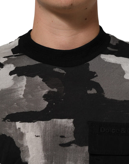 Dolce & Gabbana Men's Regular Fit Short-Sleeve Crew Neck Nylon Cotton T-Shirt - Multicolor Patterned Camouflage Print