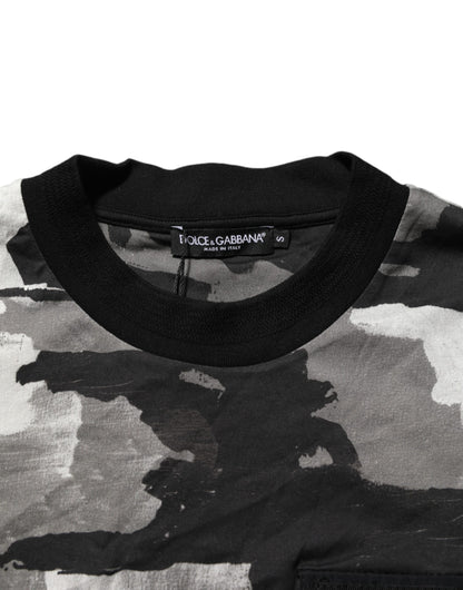 Dolce & Gabbana Men's Regular Fit Short-Sleeve Crew Neck Nylon Cotton T-Shirt - Multicolor Patterned Camouflage Print