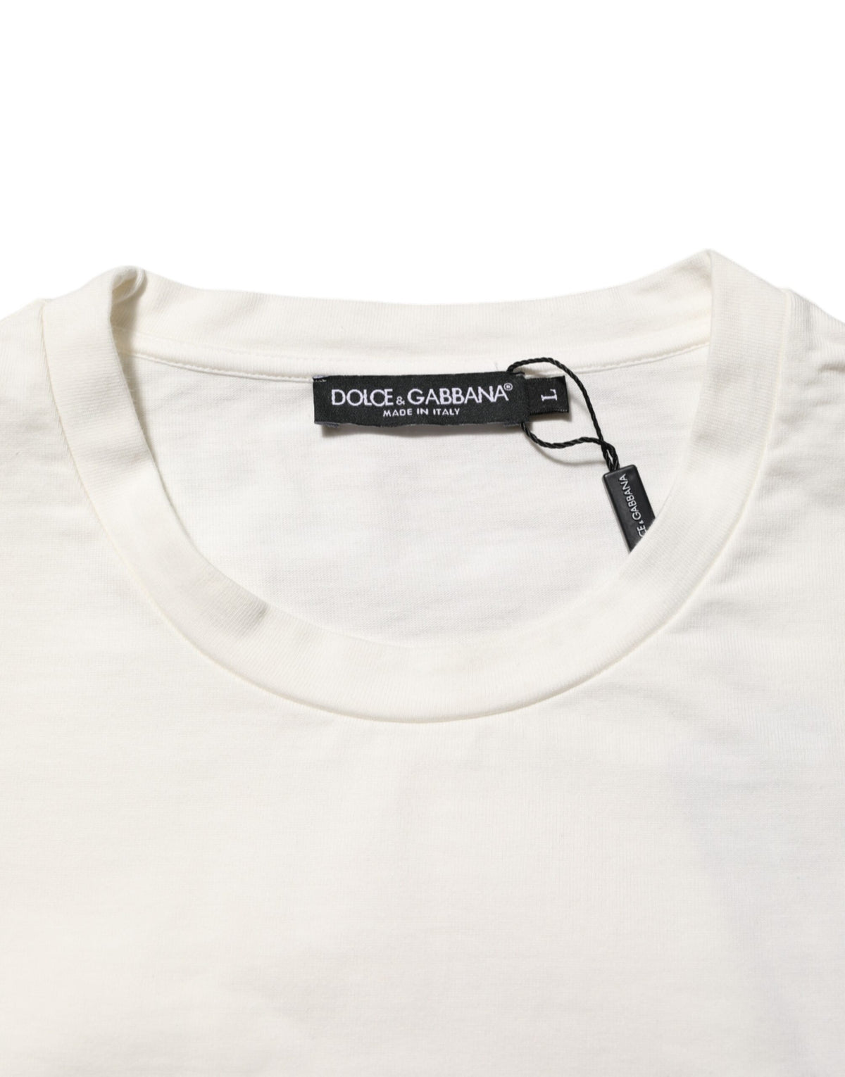 Dolce & Gabbana Men's Regular Fit Short-Sleeve Crew Neck Cotton T-Shirt - White Patterned Signature Print