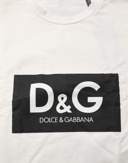 Dolce & Gabbana Men's Regular Fit Short-Sleeve Crew Neck Cotton T-Shirt - White Patterned Signature Print