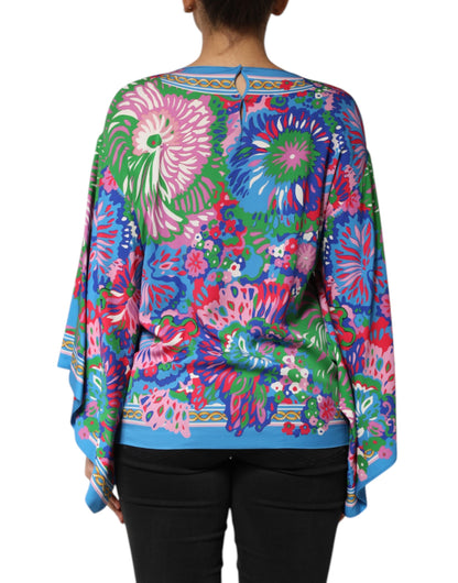 Dolce & Gabbana Women's Relaxed Fit Long-Sleeve Silk Tunic - Multicolor Patterned Floral Print