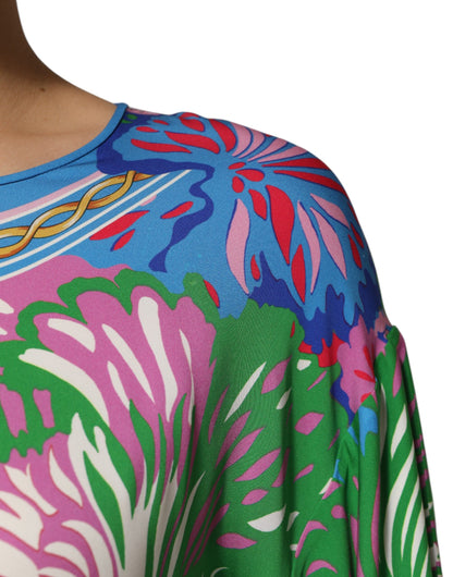 Dolce & Gabbana Women's Relaxed Fit Long-Sleeve Silk Tunic - Multicolor Patterned Floral Print