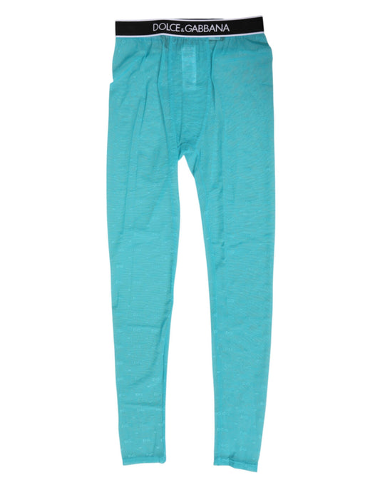 Dolce & Gabbana Women's Leggings Mid Rise Nylon Polyamide & Lace Activewear - Light Blue