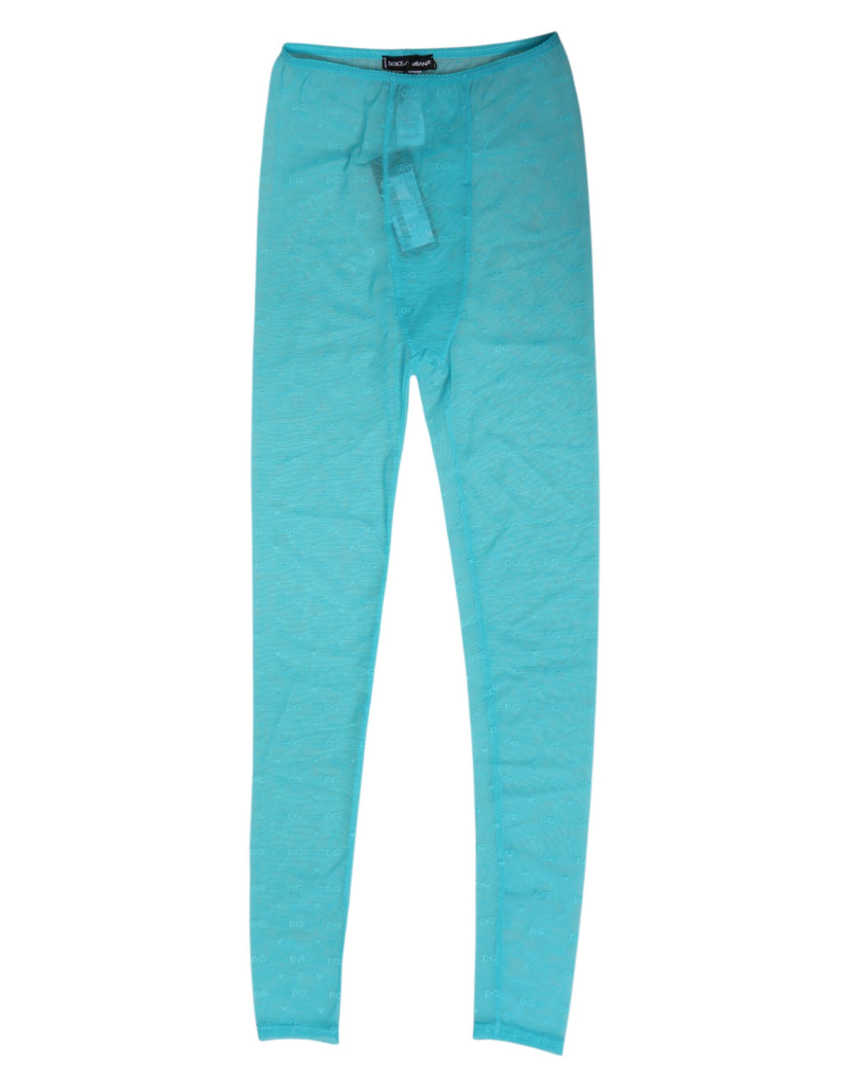 Dolce & Gabbana Women's Leggings Mid Rise Nylon Lace & Elastane Activewear - Light Blue