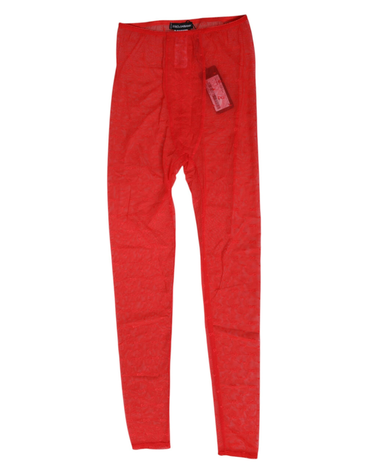 Dolce & Gabbana Women's Leggings Mid Rise Nylon Lace & Elastane Activewear - Red