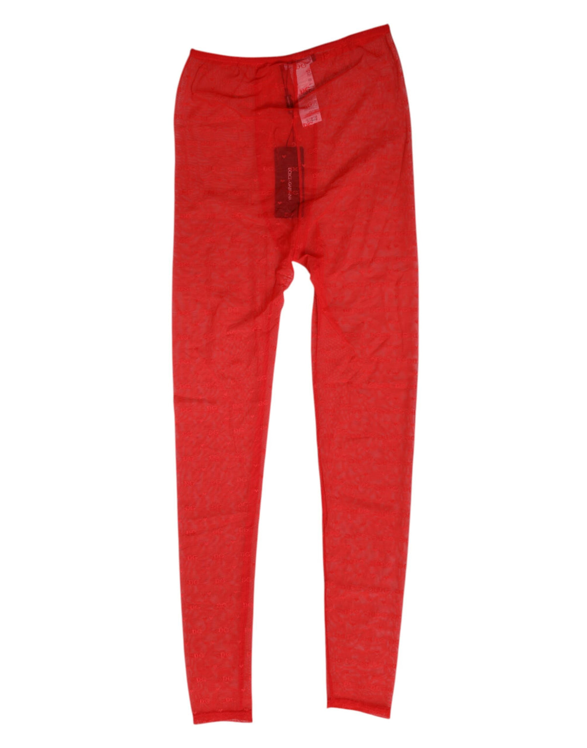 Dolce & Gabbana Women's Leggings Mid Rise Nylon Lace & Elastane Activewear - Red