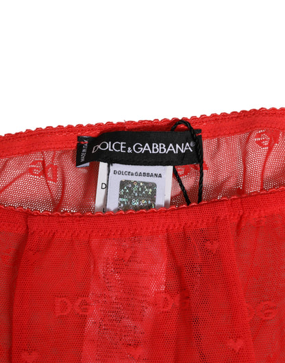 Dolce & Gabbana Women's Leggings Mid Rise Nylon Lace & Elastane Activewear - Red