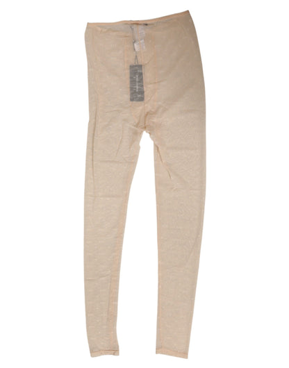 Dolce & Gabbana Women's Leggings Mid Rise Nylon Lace & Elastane Activewear - Beige