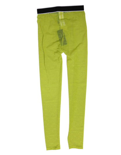 Dolce & Gabbana Women's Leggings Polyamide Nylon & Lace Activewear - Green Patterned