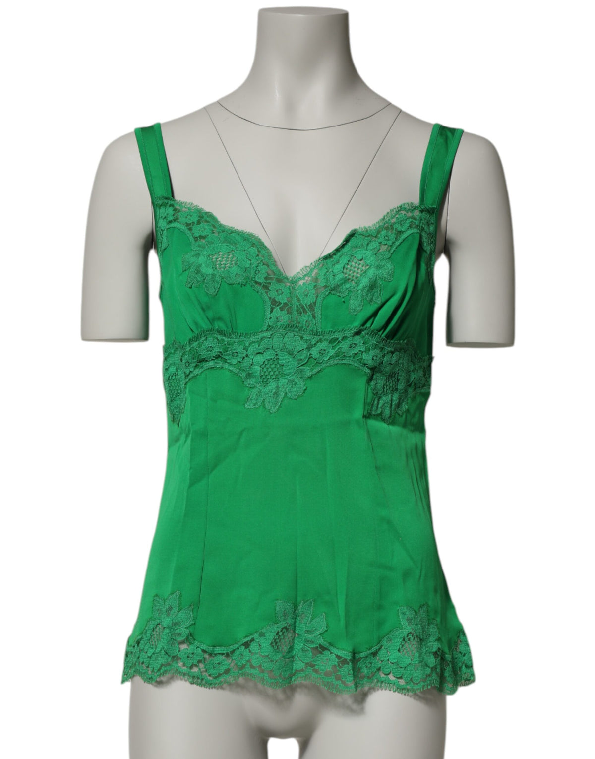 Dolce & Gabbana Women's Elastane Lace & Silk Pajamas - Green Floral Signature