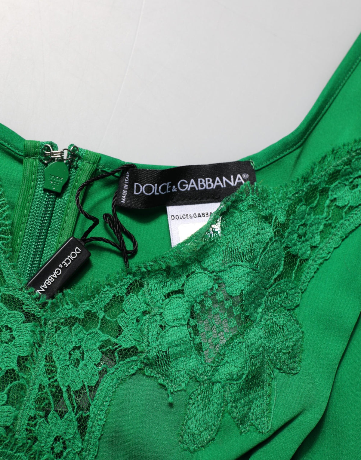 Dolce & Gabbana Women's Elastane Lace & Silk Pajamas - Green Floral Signature