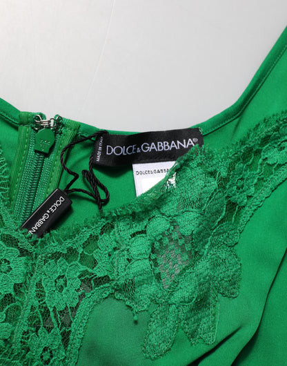Dolce & Gabbana Women's Elastane Lace & Silk Pajamas - Green Floral Signature