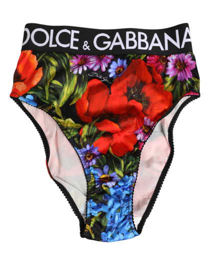Dolce & Gabbana Women's High Rise Stretch Polyamide Viscose Underpants Briefs - Multicolor Floral Print