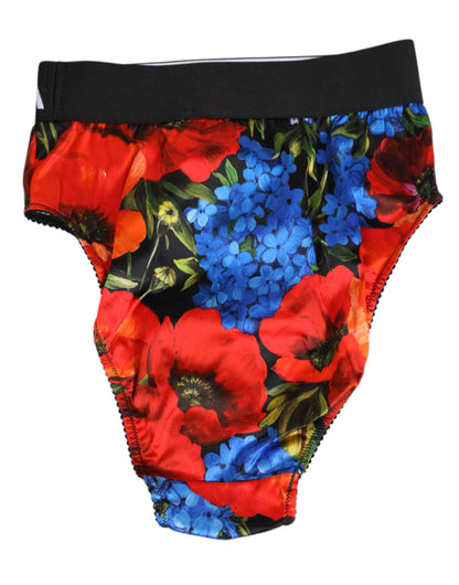Dolce & Gabbana Women's High Rise Stretch Polyamide Viscose Underpants Briefs - Multicolor Floral Print