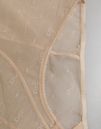 Dolce & Gabbana Beige Nylon High Waist Girdle Panty Underwear
