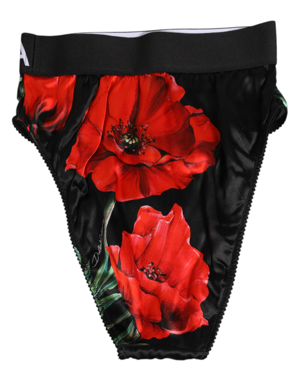 Dolce & Gabbana Women's High Rise Polyamide & Silk Underpants Briefs - Black Floral Print