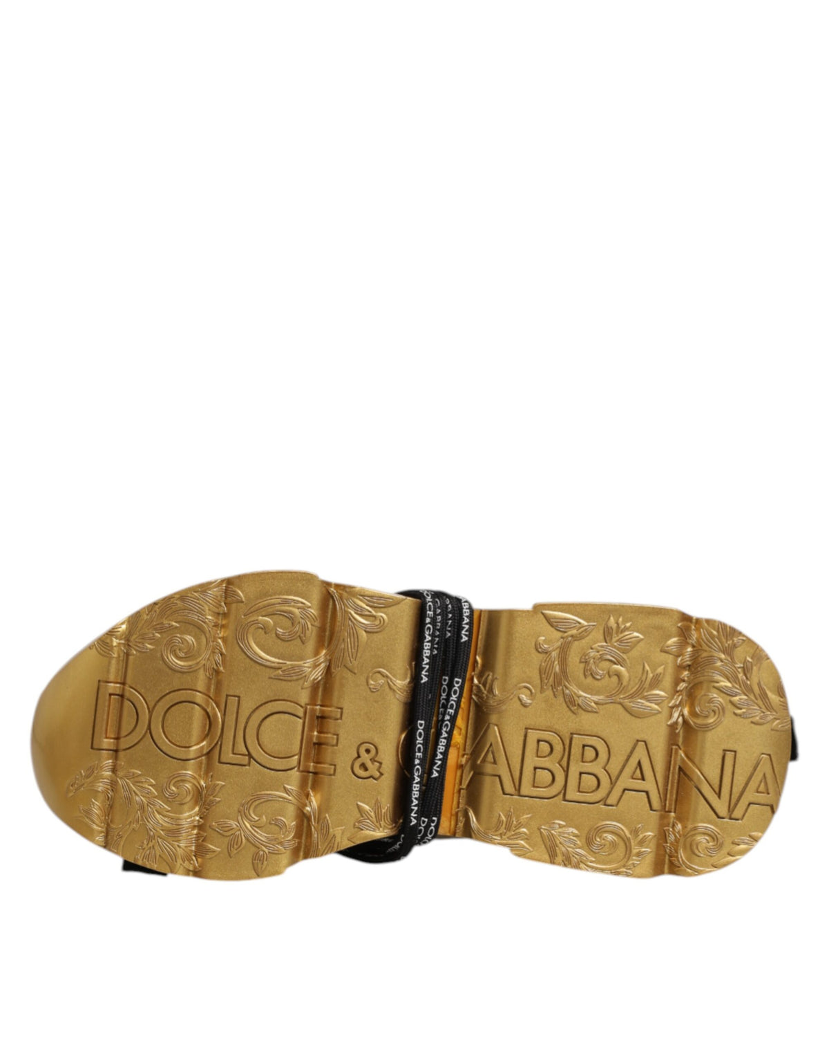 Dolce & Gabbana Men's Low Top Chunky Polyester Polyurethane Calf & Goat Leather Sneakers - Gold Multicolor White Signature