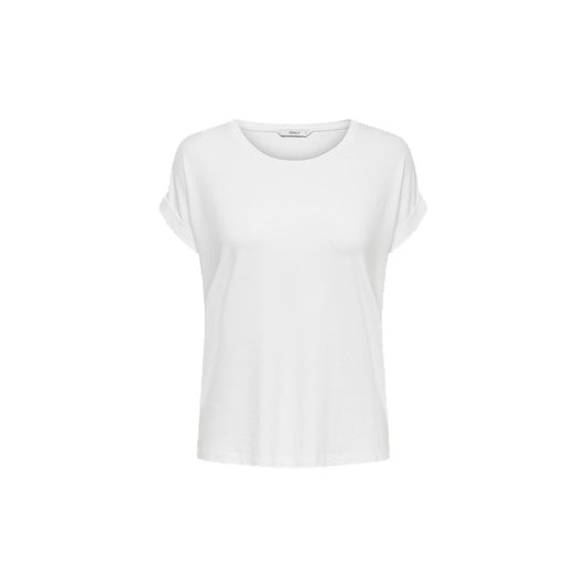 T-Shirt by Only for women in stretch viscose polyester white showcases a dramatic silhouette, elegantly detailed with a dramatic scoop neckline and for a truly dramatic finish.