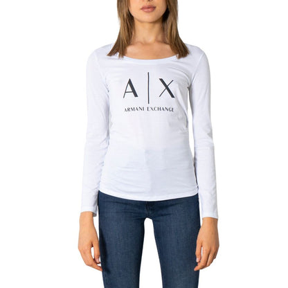 T-Shirt by Armani Exchange for women in cotton white features an edgy silhouette, meticulously detailed with a sophisticated long-sleeve and for a truly edgy finish.