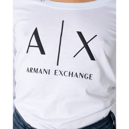 T-Shirt by Armani Exchange for women in cotton white features a plush silhouette, showcasing a sophisticated and for a truly plush finish.
