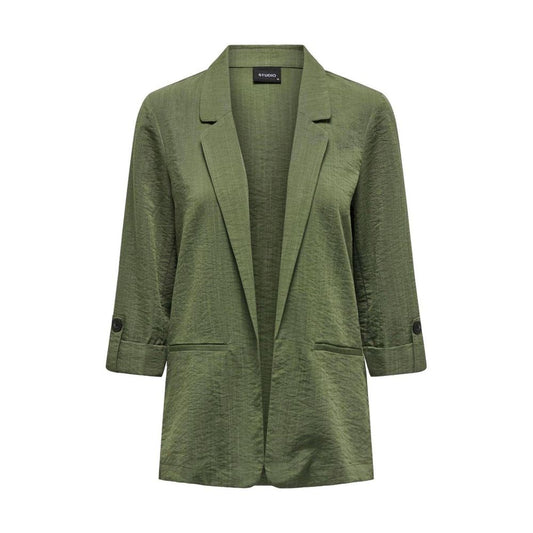 Blazer by Only for women in nylon polyester & viscose green showcases a discerning silhouette, elegantly detailed with a sophisticated and premium for a truly discerning finish.