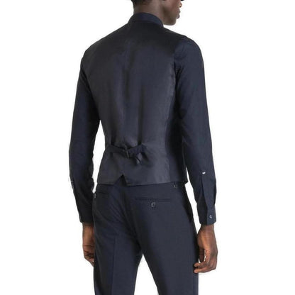 Vest by Antony Morato for men in stretch polyester blue features a stylish silhouette, showcasing distinct pockets and a refined for a truly stylish finish.