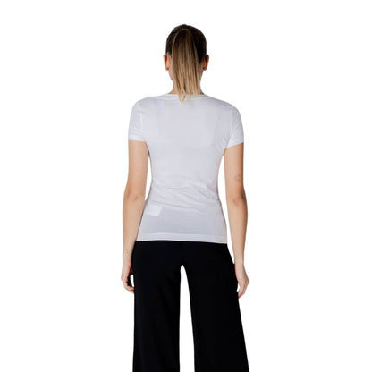 T-Shirt by Guess for women in stretch cotton white showcases a chic silhouette, artfully detailed with a chic and for a chic finish.