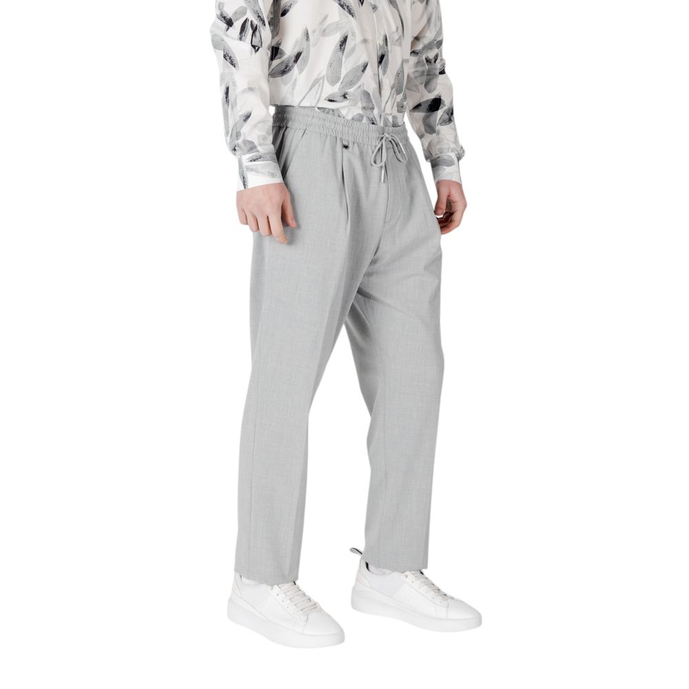 Trousers by Antony Morato for men in stretch polyester & viscose gray features a tailored silhouette with a tailored regular-fit, defined by its long and a sophisticated .