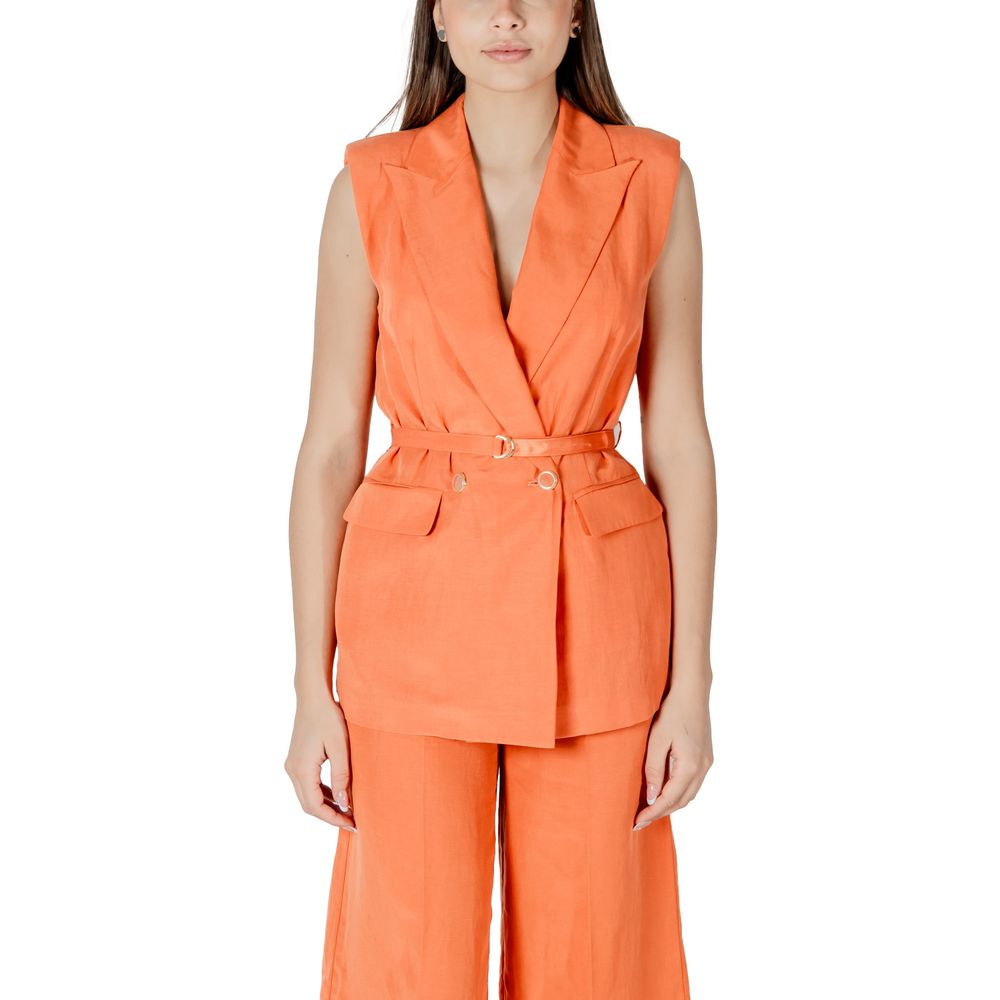 Vest by Liu Jo for women in linen & lyocell orange features a stylish silhouette, showcasing distinct lightweight and a refined for a truly stylish finish.