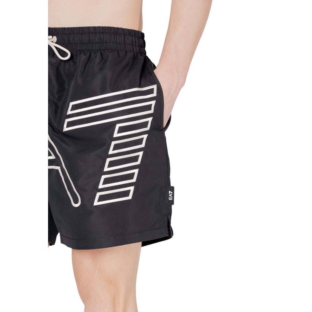 EA7 Emporio Armani Black Polyester Swim Short