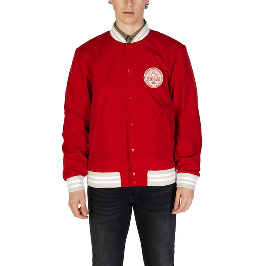 Bomber Jacket by Replay for men in cotton polyester red features a dramatic silhouette, showcasing a sophisticated and distinctive for a dramatic aesthetic.